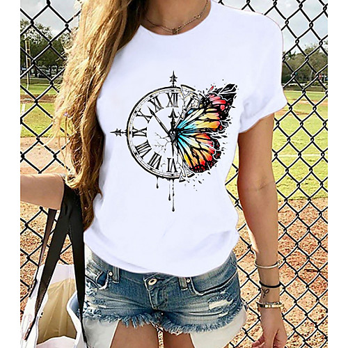 Women's T-shirt Graphic Prints Round Neck Tops Slim 100% Cotton Basic Top Cat White Black
Women's T-shirt Graphic Prints Round Neck Tops Slim 100% Cotton Basic Top Cat White Black
