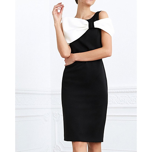 Sheath / Column Mother of the Bride Dress Elegant Jewel Neck Knee Length Stretch Satin Sleeveless with Bow(s) Split Front 2021
Sheath / Column Mother of the Bride Dress Elegant Jewel Neck Knee Length Stretch Satin Sleeveless with Bow(s) Split Front 2021