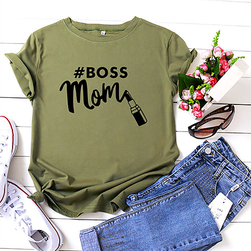 Women's Mom T-shirt Letter Print Round Neck Tops 100% Cotton Basic Basic Top White Yellow Blushing Pink
Women's Mom T-shirt Letter Print Round Neck Tops 100% Cotton Basic Basic Top White Yellow Blushing Pink