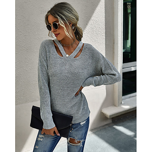 Women's Streetwear Hollow Out Knitted Solid Colored Pullover Acrylic Fibers Long Sleeve Sweater Cardigans V Neck Fall Winter Blue Fuchsia Khaki
Women's Streetwear Hollow Out Knitted Solid Colored Pullover Acrylic Fibers Long Sleeve Sweater Cardigans V Neck Fall Winter Blue Fuchsia Khaki