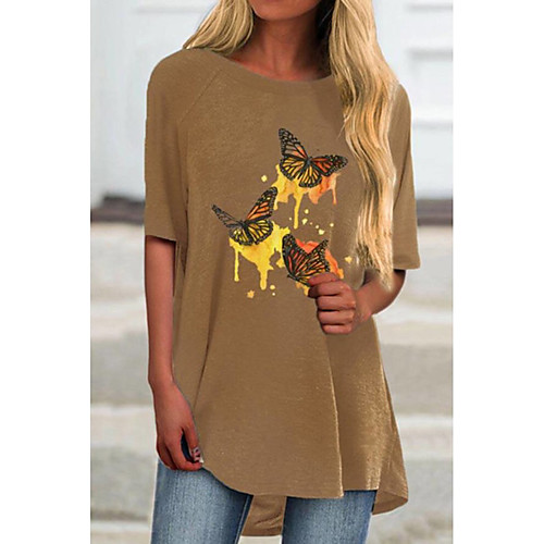 Women's T-shirt Butterfly Animal Printing Print Round Neck Tops Loose Cotton Basic Basic Top Blue Khaki Light Blue
Women's T-shirt Butterfly Animal Printing Print Round Neck Tops Loose Cotton Basic Basic Top Blue Khaki Light Blue