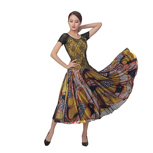 Ballroom Dance Dress Split Joint Women's Training Performance Short Sleeve Mesh Lace
Ballroom Dance Dress Split Joint Women's Training Performance Short Sleeve Mesh Lace