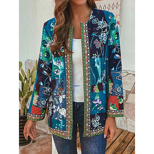 Women's Geometric Ethnic Style Fall Jacket Regular Daily Long Sleeve Polyester Coat Tops Blue
Women's Geometric Ethnic Style Fall Jacket Regular Daily Long Sleeve Polyester Coat Tops Blue