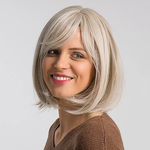 

Synthetic Wig Straight Bob Neat Bang Wig Short Brown Grey Beige Blonde / Bleached Blonde Synthetic Hair 12 inch Women's Women Synthetic Sexy Lady Dark Gray Brown hairjoy