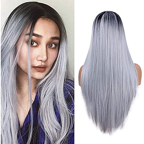 Synthetic Wig kinky Straight Middle Part Wig Long Silver grey Synthetic Hair 22 inch Women's New Arrival Ombre Hair Middle Part Dark Gray
Synthetic Wig kinky Straight Middle Part Wig Long Silver grey Synthetic Hair 22 inch Women's New Arrival Ombre Hair Middle Part Dark Gray