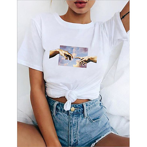 Women's T-shirt Graphic Prints Print Round Neck Tops 100% Cotton Basic Basic Top White Black Yellow
Women's T-shirt Graphic Prints Print Round Neck Tops 100% Cotton Basic Basic Top White Black Yellow