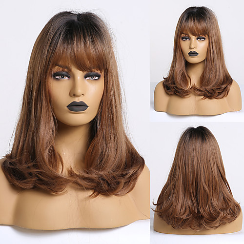 Synthetic Wig Natural Straight Neat Bang Wig Medium Length Brown / Burgundy Synthetic Hair 18 inch Women's Fashionable Design Life Women Dark Brown Gold Blonde Ombre / Ombre Hair
Synthetic Wig Natural Straight Neat Bang Wig Medium Length Brown / Burgundy Synthetic Hair 18 inch Women's Fashionable Design Life Women Dark Brown Gold Blonde Ombre / Ombre Hair