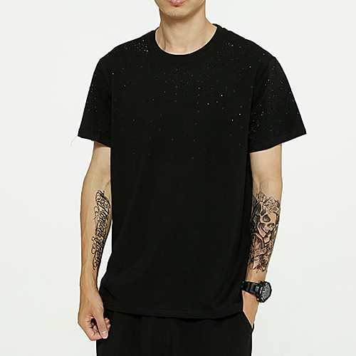 Men's T shirt Solid Colored Sequins Short Sleeve Daily Tops Cotton Basic Black
Men's T shirt Solid Colored Sequins Short Sleeve Daily Tops Cotton Basic Black