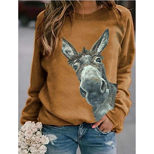 Women's Blouse Shirt Pattern Animal Long Sleeve Round Neck Tops Cotton Basic Basic Top Blue Red Yellow
Women's Blouse Shirt Pattern Animal Long Sleeve Round Neck Tops Cotton Basic Basic Top Blue Red Yellow
