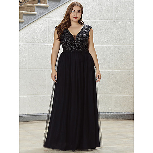 A-Line Mother of the Bride Dress Elegant V Neck Floor Length Tulle Jersey Sleeveless with Sequin 2021
A-Line Mother of the Bride Dress Elegant V Neck Floor Length Tulle Jersey Sleeveless with Sequin 2021