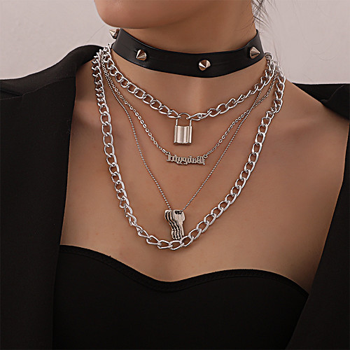 Women's Choker Necklace Pendant Necklace Stacking Stackable Keys Letter Classic Vintage Punk Trendy PU Leather Chrome Gold Silver 45 cm Necklace Jewelry 3pcs For Party Evening Prom Street Beach
Women's Choker Necklace Pendant Necklace Stacking Stackable Keys Letter Classic Vintage Punk Trendy PU Leather Chrome Gold Silver 45 cm Necklace Jewelry 3pcs For Party Evening Prom Street Beach