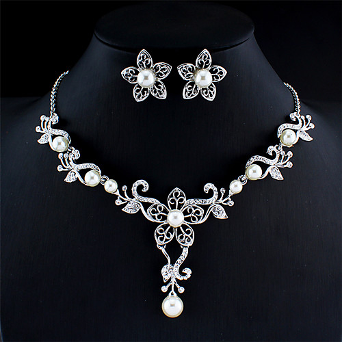 Women's White Pearl Bridal Jewelry Sets Flower Trendy Earrings Jewelry Silver For Festival 1 set
Women's White Pearl Bridal Jewelry Sets Flower Trendy Earrings Jewelry Silver For Festival 1 set