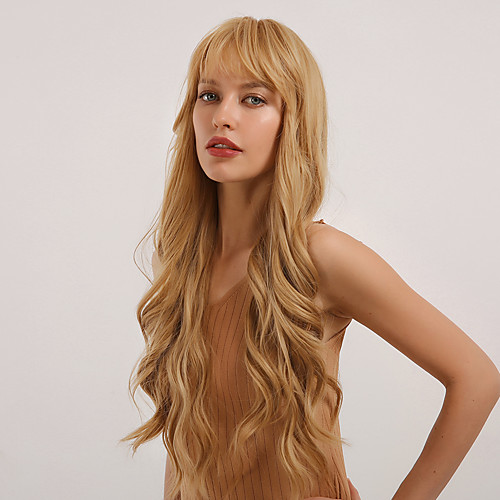 

Synthetic Wig Bangs Wavy Body Wave Side Part Neat Bang With Bangs Wig Very Long Medium Auburn#30 Synthetic Hair 28 inch Women's Cosplay Women Synthetic Brown BLONDE UNICORN / Ombre Hair