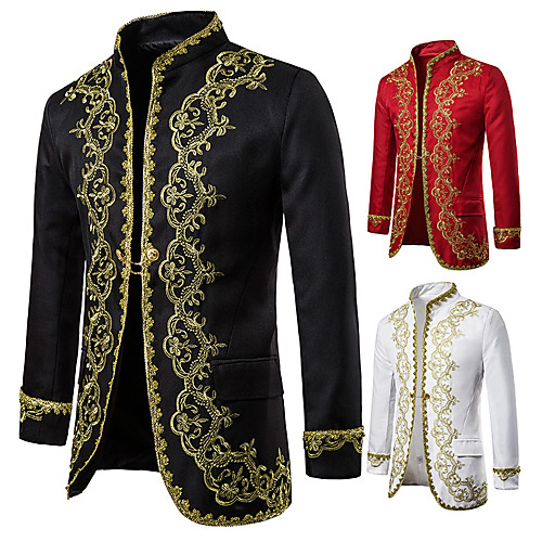 

Prince Aristocrat Vintage Medieval Coat Masquerade Frock Coat Men's Sequins Costume Tie White / Black / Red Vintage Cosplay Party Halloween Long Sleeve / Vest
