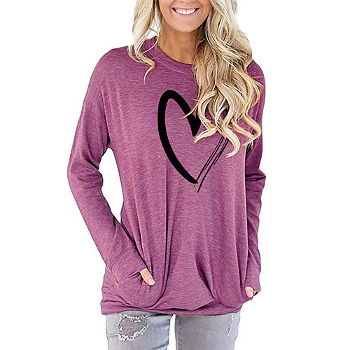 Women's T shirt Heart Graphic Prints Long Sleeve Print Round Neck Tops Basic Basic Top Blushing Pink Green Light gray
Women's T shirt Heart Graphic Prints Long Sleeve Print Round Neck Tops Basic Basic Top Blushing Pink Green Light gray