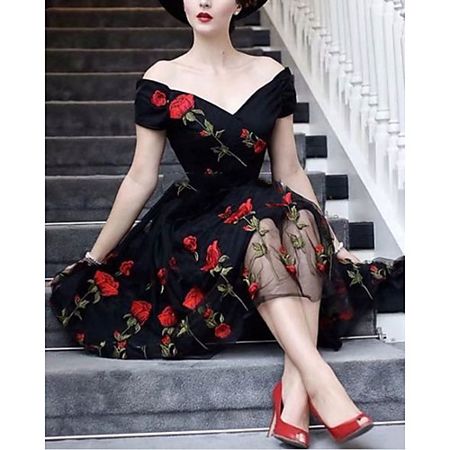 A-Line Vintage Floral Engagement Cocktail Party Valentine's Day Dress V Neck Short Sleeve Short / Mini Satin Tulle with Appliques 2021
A-Line Vintage Floral Engagement Cocktail Party Valentine's Day Dress V Neck Short Sleeve Short / Mini Satin Tulle with Appliques 2021