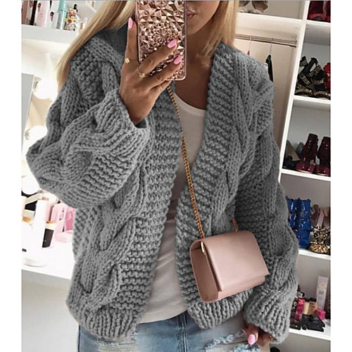 Women's Solid Colored Cardigan Long Sleeve Loose Sweater Cardigans Stand Collar Fall Winter White Black Wine
Women's Solid Colored Cardigan Long Sleeve Loose Sweater Cardigans Stand Collar Fall Winter White Black Wine
