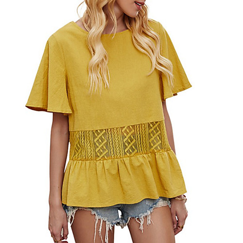 Women's Blouse Shirt Solid Colored Round Neck Tops Loose Cotton Basic Top Yellow
Women's Blouse Shirt Solid Colored Round Neck Tops Loose Cotton Basic Top Yellow