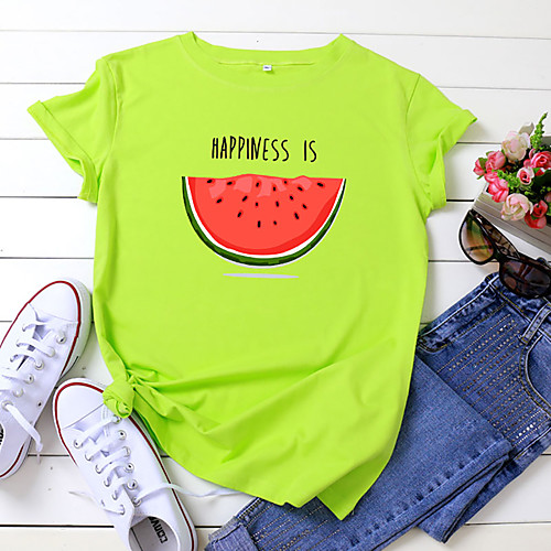 Women's T-shirt Food Letter Print Round Neck Tops 100% Cotton Basic Basic Top White Black Yellow
Women's T-shirt Food Letter Print Round Neck Tops 100% Cotton Basic Basic Top White Black Yellow