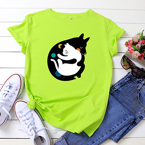 Women's T-shirt Animal Print Round Neck Tops 100% Cotton Basic Basic Top White Yellow Blushing Pink
Women's T-shirt Animal Print Round Neck Tops 100% Cotton Basic Basic Top White Yellow Blushing Pink