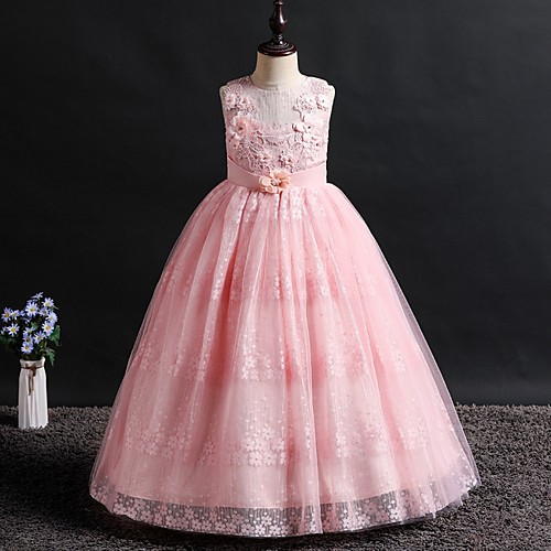 Princess / Ball Gown Floor Length Party / Wedding Flower Girl Dresses - Lace / Tulle Sleeveless Jewel Neck with Bow(s) / Appliques
Princess / Ball Gown Floor Length Party / Wedding Flower Girl Dresses - Lace / Tulle Sleeveless Jewel Neck with Bow(s) / Appliques