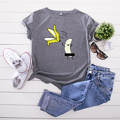 Women's T shirt Fruit Print Round Neck Tops 100% Cotton Basic Basic Top White Black Yellow
Women's T shirt Fruit Print Round Neck Tops 100% Cotton Basic Basic Top White Black Yellow