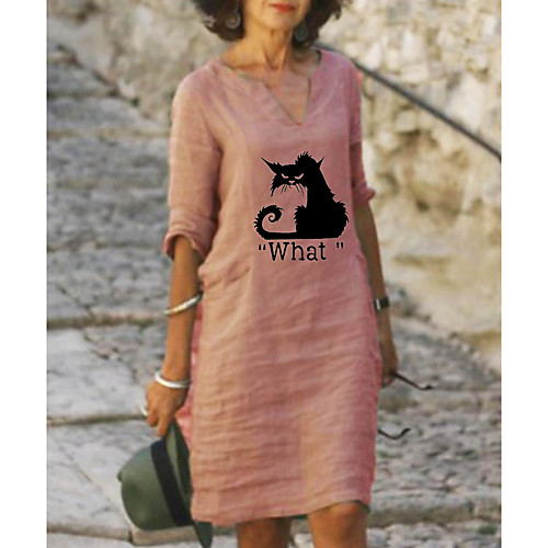 Women's A Line Dress Knee Length Dress Half Sleeve Cat Letter Animal Print Fall Summer Plus Size Casual 2021 Yellow Blushing Pink Light Green Light Blue S M L XL XXL 3XL 4XL 5XL
Women's A Line Dress Knee Length Dress Half Sleeve Cat Letter Animal Print Fall Summer Plus Size Casual 2021 Yellow Blushing Pink Light Green Light Blue S M L XL XXL 3XL 4XL 5XL