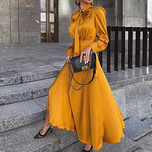 Women's Sheath Dress Maxi long Dress Black Red Yellow Long Sleeve Ruched Bow Summer Round Neck Hot Casual 2021 S M L XL
Women's Sheath Dress Maxi long Dress Black Red Yellow Long Sleeve Ruched Bow Summer Round Neck Hot Casual 2021 S M L XL