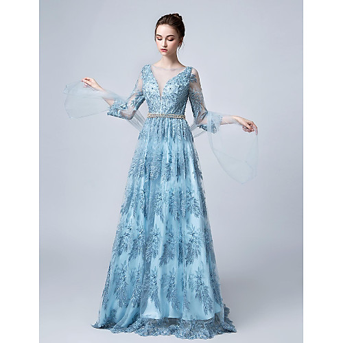 A-Line Beautiful Back Floral Engagement Formal Evening Dress Illusion Neck 3/4 Length Sleeve Sweep / Brush Train Tulle with Sash / Ribbon Pearls Crystals 2021
A-Line Beautiful Back Floral Engagement Formal Evening Dress Illusion Neck 3/4 Length Sleeve Sweep / Brush Train Tulle with Sash / Ribbon Pearls Crystals 2021