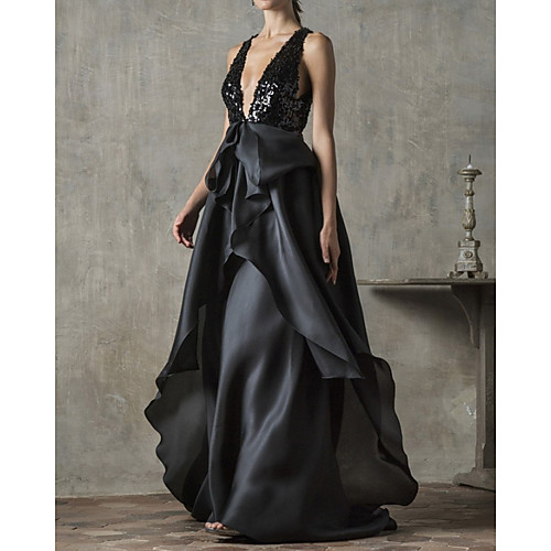 A-Line Beautiful Back Sexy Engagement Formal Evening Dress V Neck Sleeveless Sweep / Brush Train Tulle with Sequin 2021
A-Line Beautiful Back Sexy Engagement Formal Evening Dress V Neck Sleeveless Sweep / Brush Train Tulle with Sequin 2021