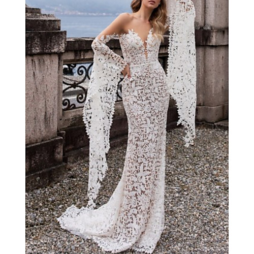Mermaid / Trumpet Wedding Dresses Off Shoulder Court Train Lace Tulle Sleeveless Beach Sexy with Appliques 2021
Mermaid / Trumpet Wedding Dresses Off Shoulder Court Train Lace Tulle Sleeveless Beach Sexy with Appliques 2021
