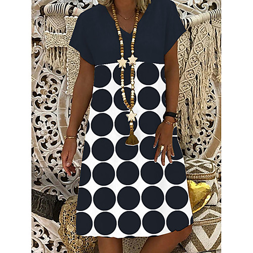 Women's Shift Dress Knee Length Dress - Short Sleeve Polka Dot Summer V Neck Casual Daily 2020 Navy Blue M L XL XXL XXXL
Women's Shift Dress Knee Length Dress - Short Sleeve Polka Dot Summer V Neck Casual Daily 2020 Navy Blue M L XL XXL XXXL
