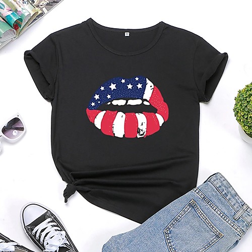 Women's T shirt National Flag Print Round Neck Tops 100% Cotton Basic Basic Top Black Yellow Blushing Pink
Women's T shirt National Flag Print Round Neck Tops 100% Cotton Basic Basic Top Black Yellow Blushing Pink