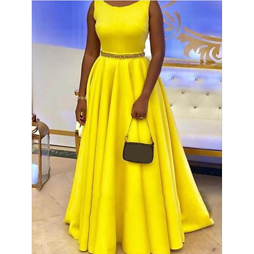 A-Line Minimalist Plus Size Wedding Guest Prom Dress Jewel Neck Sleeveless Floor Length Satin with Sash / Ribbon Pleats 2021
A-Line Minimalist Plus Size Wedding Guest Prom Dress Jewel Neck Sleeveless Floor Length Satin with Sash / Ribbon Pleats 2021