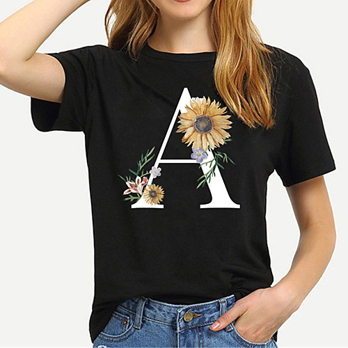 Women's Tee / T-shirt Cartoon Crew Neck Flower Letter Printed Sport Athleisure T Shirt Short Sleeves Breathable Soft Comfortable Plus Size Everyday Use Exercising General Use
Women's Tee / T-shirt Cartoon Crew Neck Flower Letter Printed Sport Athleisure T Shirt Short Sleeves Breathable Soft Comfortable Plus Size Everyday Use Exercising General Use
