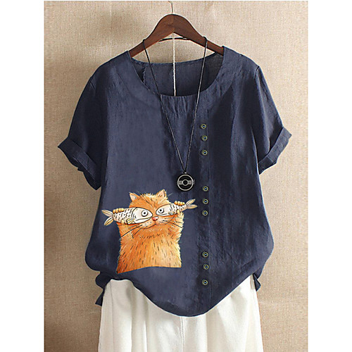 Women's Blouse Shirt Cat Animal Button Round Neck Tops Loose Cotton Basic Basic Top White Red Green
Women's Blouse Shirt Cat Animal Button Round Neck Tops Loose Cotton Basic Basic Top White Red Green