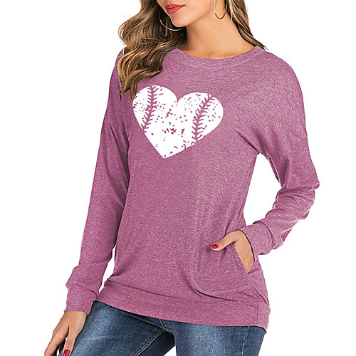 Women's T shirt Heart Long Sleeve Print Round Neck Tops Basic Basic Top Black Blushing Pink Green
Women's T shirt Heart Long Sleeve Print Round Neck Tops Basic Basic Top Black Blushing Pink Green
