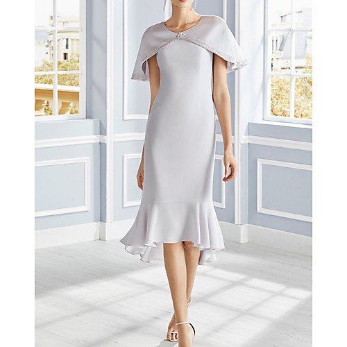 Two Piece Sheath / Column Mother of the Bride Dress Elegant Jewel Neck Knee Length Stretch Satin Sleeveless with Ruffles 2021
Two Piece Sheath / Column Mother of the Bride Dress Elegant Jewel Neck Knee Length Stretch Satin Sleeveless with Ruffles 2021