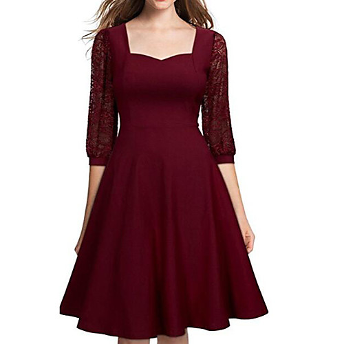 Women's A Line Dress Knee Length Dress Black Blue Wine 3/4 Length Sleeve Solid Color Patchwork Fall Round Neck Hot Elegant Lantern Sleeve 2021 S M L XL XXL
Women's A Line Dress Knee Length Dress Black Blue Wine 3/4 Length Sleeve Solid Color Patchwork Fall Round Neck Hot Elegant Lantern Sleeve 2021 S M L XL XXL