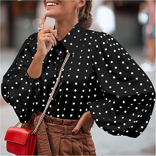 Women's Blouse Shirt Polka Dot Long Sleeve Shirt Collar Tops Lantern Sleeve Chiffon Basic Basic Top White Black
Women's Blouse Shirt Polka Dot Long Sleeve Shirt Collar Tops Lantern Sleeve Chiffon Basic Basic Top White Black