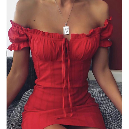 Women's Sheath Dress Short Mini Dress Red Short Sleeve Solid Color Patchwork Summer Off Shoulder Sexy Lantern Sleeve 2021 S M L XL
Women's Sheath Dress Short Mini Dress Red Short Sleeve Solid Color Patchwork Summer Off Shoulder Sexy Lantern Sleeve 2021 S M L XL