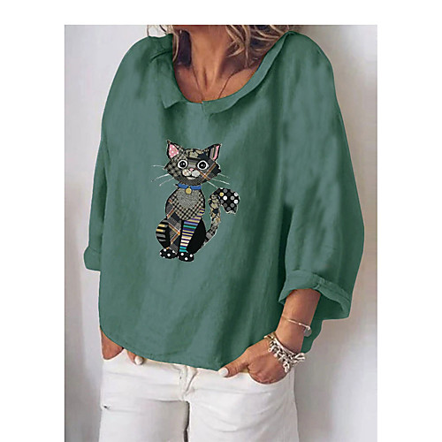 Women's Blouse Shirt Cat Print Shirt Collar Tops Basic Basic Top Blue Purple Green
Women's Blouse Shirt Cat Print Shirt Collar Tops Basic Basic Top Blue Purple Green