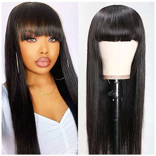 Remy Human Hair Wig Long Natural Straight With Bangs Natural Black Natural Hot Sale Comfortable Capless Women's Natural Black 16 inch
Remy Human Hair Wig Long Natural Straight With Bangs Natural Black Natural Hot Sale Comfortable Capless Women's Natural Black 16 inch