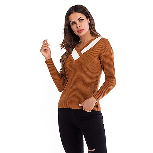 Women's Basic Knitted Solid Colored Plain Pullover Long Sleeve Sweater Cardigans V Neck Fall Winter White Black Khaki
Women's Basic Knitted Solid Colored Plain Pullover Long Sleeve Sweater Cardigans V Neck Fall Winter White Black Khaki