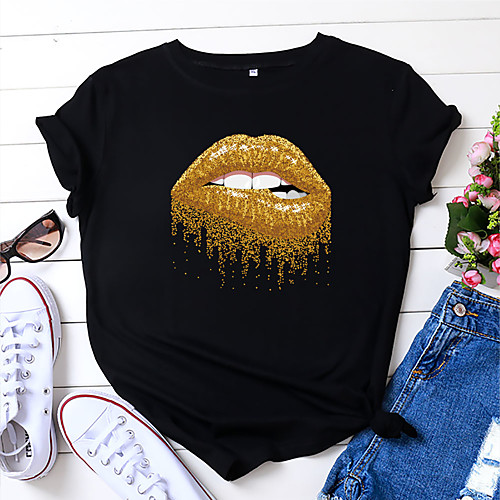 Women's T shirt Mouth Print Round Neck Tops 100% Cotton Basic Basic Top White Black Yellow
Women's T shirt Mouth Print Round Neck Tops 100% Cotton Basic Basic Top White Black Yellow