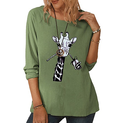 Women's Blouse T shirt Shirt Animal Long Sleeve Print Round Neck Tops Basic Basic Top White Green Gray
Women's Blouse T shirt Shirt Animal Long Sleeve Print Round Neck Tops Basic Basic Top White Green Gray