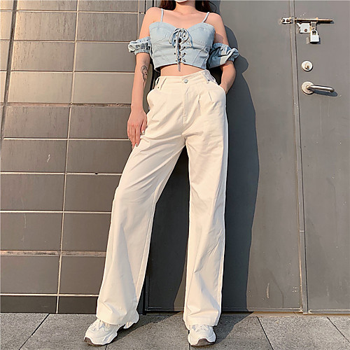 Women's Streetwear Breathable Denim Loose Daily Jeans Pants Solid Colored Full Length High Waist White
Women's Streetwear Breathable Denim Loose Daily Jeans Pants Solid Colored Full Length High Waist White
