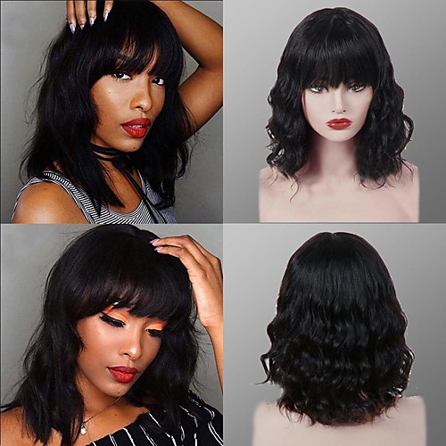 Remy Human Hair Wig Medium Length Body Wave With Bangs Natural Black Party Adorable Comfortable Capless Women's Natural Black 12 inch
Remy Human Hair Wig Medium Length Body Wave With Bangs Natural Black Party Adorable Comfortable Capless Women's Natural Black 12 inch