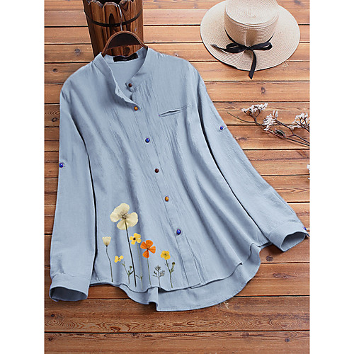 Women's Blouse Shirt Floral Pattern Flower Long Sleeve Round Neck Tops Loose Basic Basic Top White Blue Light Green
Women's Blouse Shirt Floral Pattern Flower Long Sleeve Round Neck Tops Loose Basic Basic Top White Blue Light Green