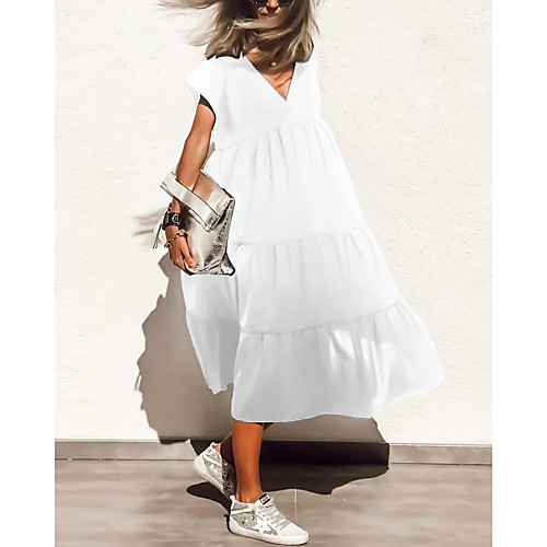 Women's Sundress Knee Length Dress White Black Blushing Pink Green Short Sleeve Solid Color Summer V Neck Casual 2021 S M L XL XXL 3XL 4XL 5XL
Women's Sundress Knee Length Dress White Black Blushing Pink Green Short Sleeve Solid Color Summer V Neck Casual 2021 S M L XL XXL 3XL 4XL 5XL